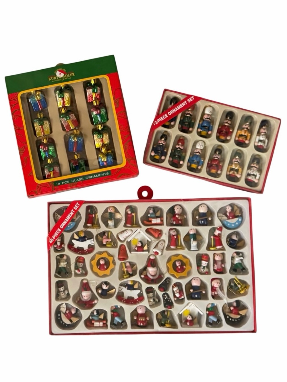 Set of 72 Kurt Adler Multicolor Mini Wooden and Blown Glass Holiday Ornaments